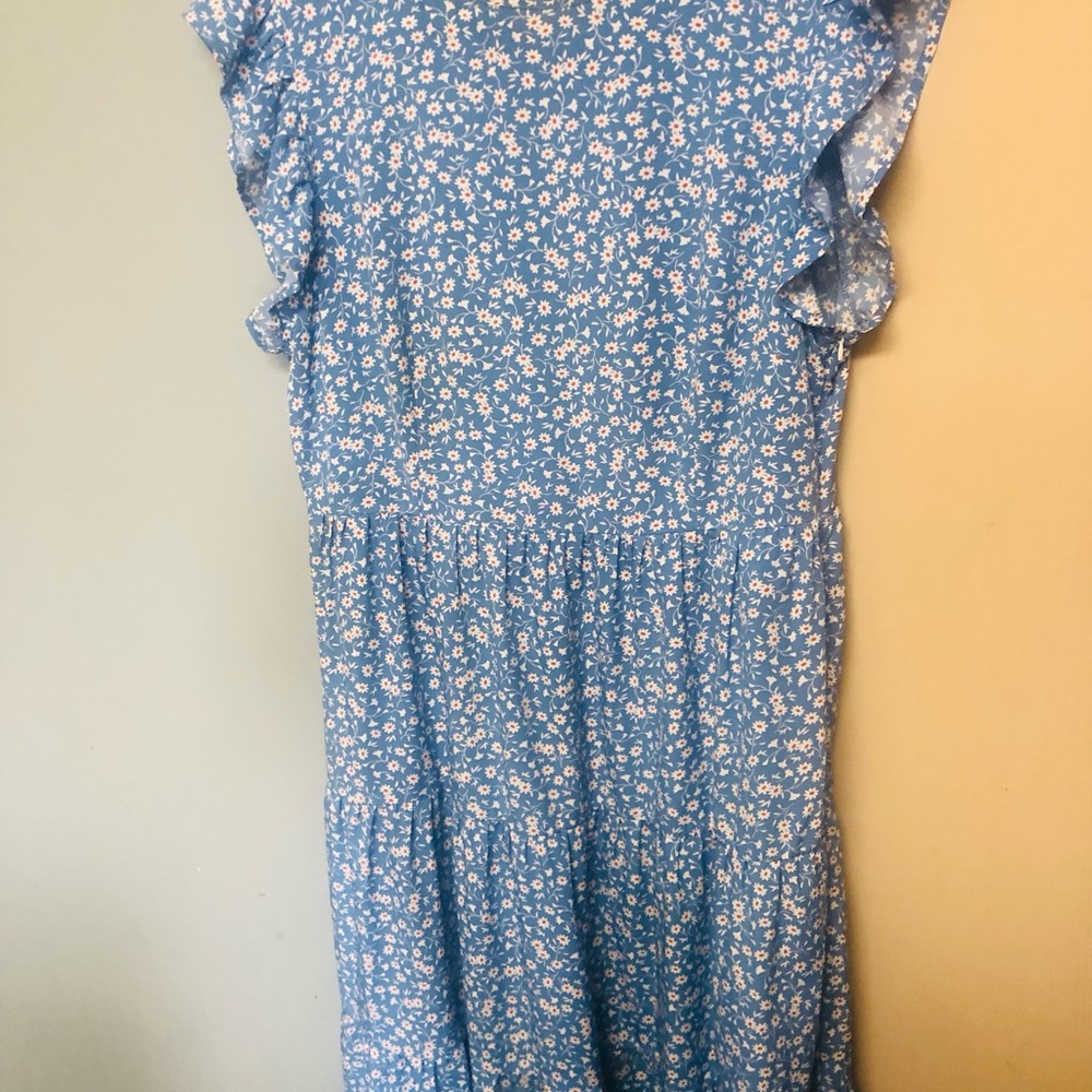 Tickled Teal Blue Flutter Sleeve Sundress